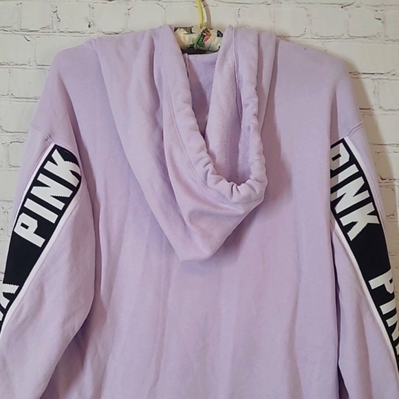 2018 Victoria's Secret PINK Lavender Logo Spellout Long Sleeve Light Hoodie XS - Picture 10 of 15